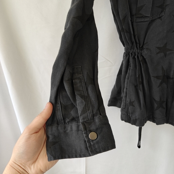 Rails Trey Jacket in Charcoal Oversized Stars Linen Blend Zip Button Size Small - Picture 11 of 14